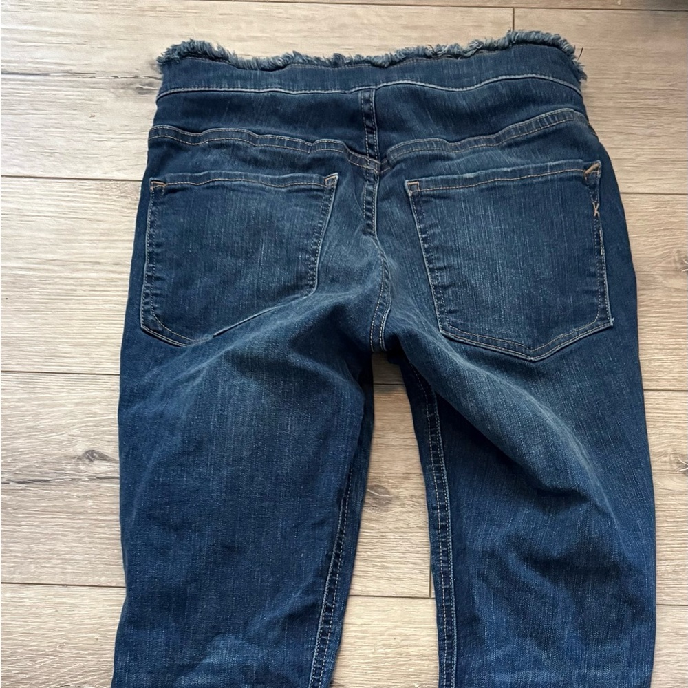 Express Dark Blue High Rise Button Jeans - Picture 6 of 7